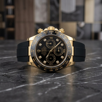 Reloj Daytonaa Panda S con Logotipo para Movimiento Vk63, Esfera Analógica, Cristal de Zafiro, Resistente al Agua, Correa de Cuero y Acero Inoxidable