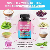 Compléments de collagène en capsules avec vitamine C pour femmes, pour une peau éclatante, la croissance des cheveux, complexe multi-collagène, peptides marins