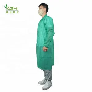 Green visiting coat supplier high quality disposal protective clothing breathable long sleeves disposable lab coats doctor and n