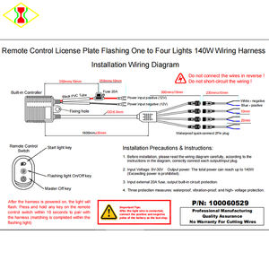 Faisceau de câblage de télécommande 140W une à quatre lumières kit de câblage d'assemblage de câble clignotant de <span class=keywords><strong>plaque</strong></span> d'immatriculation - Product Image 6