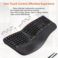 Clavier ergonomique sans fil USB avec repose-poignets incurvé, batterie rechargeable, étanche, 112 touches pour ordinateur portable - wfyear