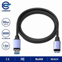 LUNG KAY OEM USB 3.0 Typ-A zu Micro-B Kabel 5Gbps Industrielles Abgeschirmtes Kupferkabel Anpassbare Länge Logo für HDD Kamera