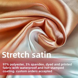 בד סאטן ארוג רך ונעים, גמיש, צבוע ומודפס, עמיד למים, במשקל בינוני, לאביזרי טקסטיל לבית לנשים וילדות. - Product Image 2