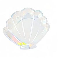 Assiettes en papier coquillage holographique pour filles fournitures de fête d'anniversaire sirène assiettes en coquille de mer en feuille d'argent de 9 pouces