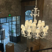 Lustres LED en verre de luxe modernes et vintage, personnalisés, avec grandes décorations en cristal, pour hôtels, villas et escaliers