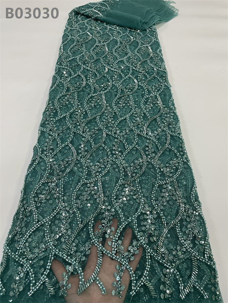 Women's Cloth Stretch Net Fabric Embroidery Beads Lace Beaded Lace Fabric  for Dress