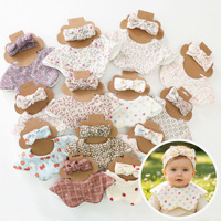 Nouvel ensemble de bavoirs floraux pour enfants, bavoir bébé en tissu crêpe de coton absorbant l'eau pour poudre en profondeur, et ensemble bandeau nouveau-né