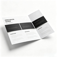 Brochure de produit personnalisée imprimée, dépliant commercial avec papier d'art 157 g/m² et plastification