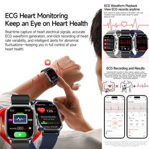 OEM ODM สมาร์ทวอทช์คาร์ดิโอแกรมที่กำหนดเอง ECG เครื่องวัดความดันโลหิตอุณหภูมิออกซิเจนในเลือด24ชั่วโมงการติดตามการนอนหลับ - Product Image 6