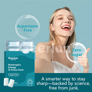 Supplément à base de plantes nootropique à la caféine naturelle avec vitamine B12 énergie et gomme à mâcher Focus L-théanine - Product Image 5