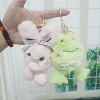 Porte-clés figurine animale mignonne avec nœud, pendentif créatif en peluche grenouille Big Foot, pendentif de sac pour couple