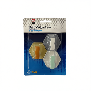 Suction Cup Hook 3Pc Set Square Adhesive 2.5kg Capacity Wall Mount Hooks for Bathroom Kitchen Storage - Product Image 1