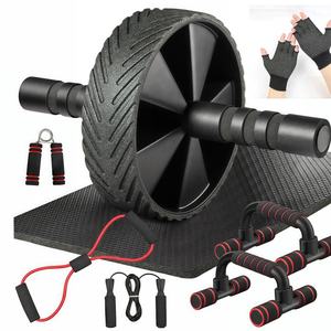 Set Combinado <span class=keywords><strong>de</strong></span> 7 Piezas para Ejercicio <span class=keywords><strong>en</strong></span> <span class=keywords><strong>Casa</strong></span>: Rueda Abdominal F-06, Cuerda para Saltar y Soportes para Flexiones - Product Image 1