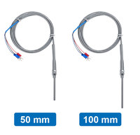 Sonde de thermocouple en acier inoxydable de type K J PT100, thermocouple 100 mm 200 mm 2 m de longueur de câble, capteur de température