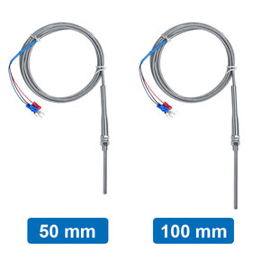K J PT100 loại cặp nhiệt điện thép không gỉ thăm dò cặp nhiệt điện 100mm 200mm 2m dây cáp chiều dài cảm biến nhiệt độ - Product Image 4