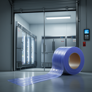 Rideau à lanières en PVC 50 pieds x 8 pouces, enroulement en plastique côtelé pour porte, rouleau en vrac pour chambre froide, isolation de porte industrielle - Product Image 2