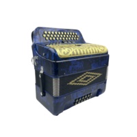 Accordéon professionnel diatonique SEASOUND à 34 boutons, 12 basses, 3 registres, en celluloïd bleu, grille dorée, boutons dorés JB3412C Acordeon