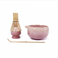 Ensemble de matcha japonais personnalisé rose, poudre de thé vert, 7 pièces, fouet en bambou, bols, ensemble de matcha pour le thé, le café, ensemble de fouet à matcha