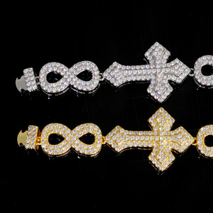 OEM ODM 925 Silver Retro Endless Cross Moissanite <b>Bracelets</b> Pass Diamond Tester Hip Hop Iced Out Custom Supplier Bling Jewelry - Product Image 2
