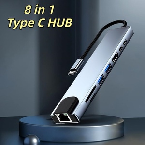   Adaptador Hub USB-C 8 en 1 con Ethernet, 8 Puertos, Cargador PD Tipo-C, Lector <span class=keywords><strong>de</strong></span> Tarjetas, <span class=keywords><strong>Conversor</strong></span> <span class=keywords><strong>de</strong></span> Audio y Video para Proyector, Expansión Funcional - Product Image 1