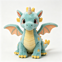 Peluche douce de dragon ailé bleu avec motifs étoiles, jouet en peluche personnalisé en gros