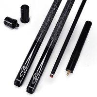 Tongkat Biliar Teknologi Hitam Presisi Tinggi Grosir Pabrik, Ujung 10mm 11.5mm 13mm, 1/2 Split, Khusus Snooker