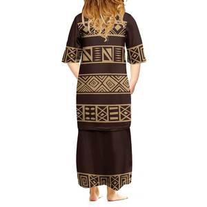 Großhandels preis Pacific Island Art Polynesian 2-14 Jahre Puletasi Mädchen Kleid Sommer Casual Kurzarm Kinder kleid - Product Image 2