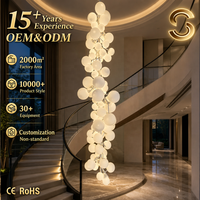 Lustre sphérique moderne de luxe Senfey en verre blanc laiteux, LED, hauteur réglable, longue suspension verticale pour escalier