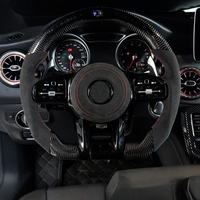 Volant en fibre de carbone noir modifié avec palettes de changement de vitesse, compatible avec Mercedes-AMG C-63 A-45/E-213