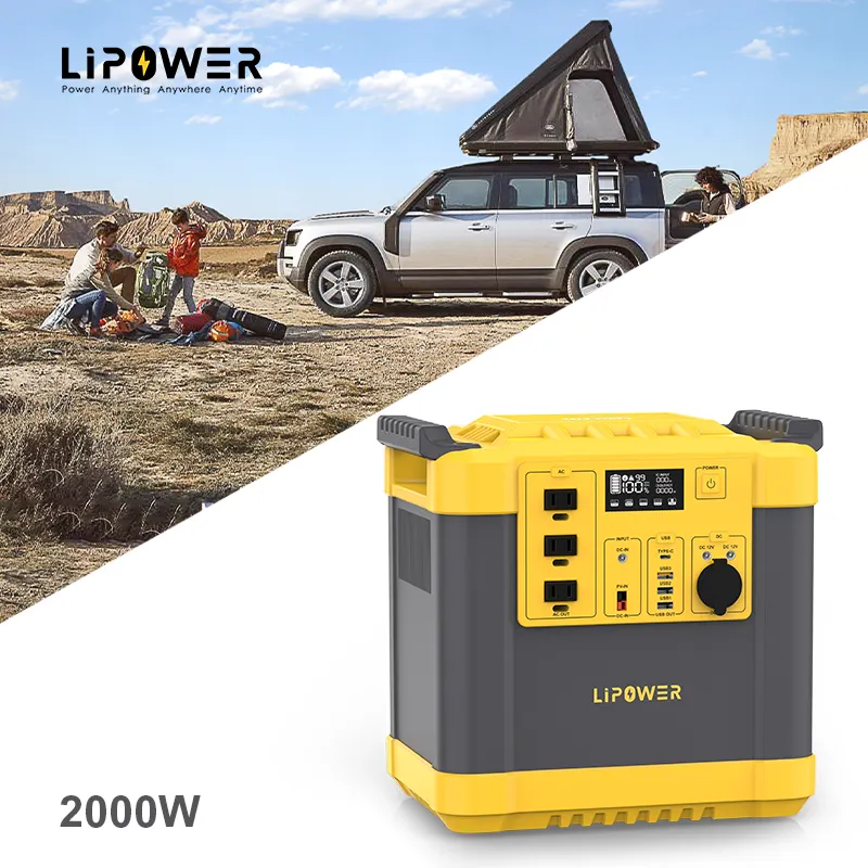 Lipower 2000 watts centrale électrique batteries au lithium générateur de système d'énergie solaire portable pour ventilateurs et lumières de télévision