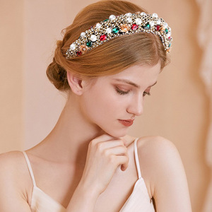 Diademas con cuentas Hua Liyu para mujer, accesorios para el cabello de esponja, tocado colorido de estilo barroco - Product Image 2