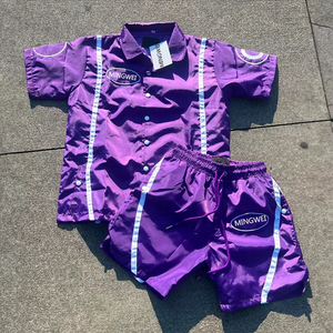 Completo Sportivo Personalizzato in Poliestere e Nylon, Set 2 Pezzi con <span class=keywords><strong>Polo</strong></span> e Pantaloncini, Tuta da Jogging per Uomo - Product Image 2