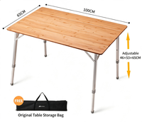 Table pliante légère en aluminium pour l'extérieur, réglable en hauteur, 100*65cm, idéale pour le camping, les pique-niques et la plage