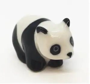 handmade ceramic arts Panda Figurine - Collectible Animal Art - Miniature Hand Made and Painted Ceramic Table Decor Perfect