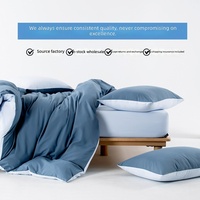 Nordisches Einfarbiges Polyester-Bettwäsche-Set, Atmungsaktiver Ganzjahres-Universaldeckenbezug für Zuhause