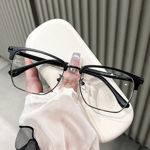 Semi-Rimless Rectangle <b>Eyeglasses</b> <b>Frames</b> 8023 Anti Blue Light Men Lightweight Half <b>Frame</b> TR90 Glasses - Product Image 2