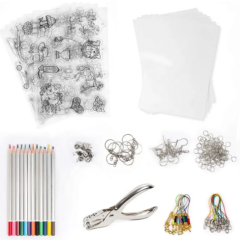 Heat Shrink Plastic Sheet DIY Art Paper Craft Kit for Preschool Kids
