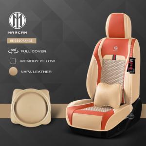 ปลอกหุ้มเบาะรถยนต์ MARCAN รุ่น Luxury PU ดีไซน์สปอร์ต รักษาสิ่งแวดล้อม ครอบคลุมเต็มรูปแบบ 360 องศา สีเบจ-น้ำตาล พร้อมหมอนเมมโมรี่โฟม ใช้ได้กับรถยนต์ทั่วไป - Product Image 3