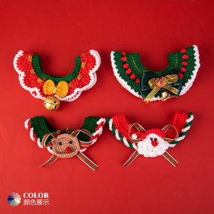 Handmade Knitted Pet Christmas Collar With <b>Bell</b> Adjustable For Cats <b>Dogs</b> Holiday Gift - Product Image 3
