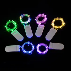 CR2032 Tombol Dioperasikan Baterai Mini Tembaga Kawat LED Peri String Lampu 1M 10Leds 2M 20Leds 3M 30Leds LED Tembaga String Cahaya