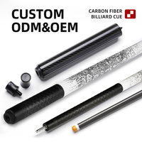 TAVON Queue de billard professionnelle en fibre de carbone, acier inoxydable, noir discret, revêtement en cuir texturé, queue de billard Pro OEM