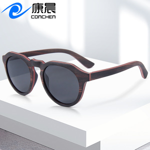 Lunettes de soleil en bois Conchen W3092, monture noire, verres TAC, protection UV400, unisexe, mode, pour la conduite - Product Image 2