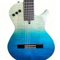 Gitar Klasik Elektrik Senyap Terbaru dari Surpass Music, Senar Nilon, Kayu Solid, Veneer Motif Garis Harimau, Body High Gloss