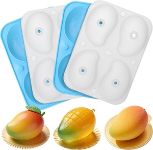 แม่พิมพ์เค้กรูปทรงมะม่วง 3 มิติ - แม่พิมพ์ซิลิโคนสำหรับทำพุดดิ้งผลไม้ 4 ช่อง สำหรับอบขนม ขนมอบ มูสเค้ก ตกแต่งเค้ก - Product Image 1
