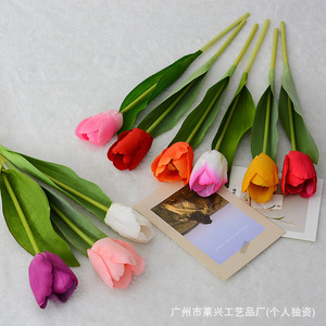 Tulipes artificielles Laixing en soie, fleurs au toucher réel, décoration de mariage et de maison 2024 - Product Image 2