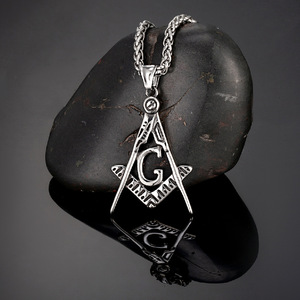 Colgante con Símbolo Masónico, Diseño de la Letra G, Collar para Hombre, Aleación de Zinc, Cadena de 60 cm, Joyería de Regalo - Product Image 3