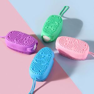 Hot Sale Double-Sided Soft Silicone Body Scrubber Bubble Bath <b>Shower</b> Exfoliating <b>Sponge</b> Cheap Cleaning Brushes for Massage Brush - Product Image 2
