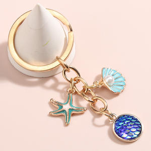 Coquille créative en alliage d'étoile de mer goutte d'huile porte-clés pendentif <span class=keywords><strong>sac</strong></span> pour filles perle porte-clés accessoires - Product Image 2