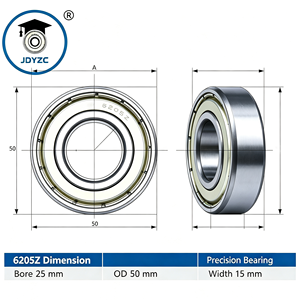 Rodamiento de Bolas de Ranura Profunda de Acero <span class=keywords><strong>6205Z</strong></span> Personalizado JDYZC, Rodamientos Blindados Industriales OEM de Alta Precisión para Maquinaria Agrícola - Product Image 3