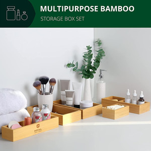 Bamboo <b>Drawer</b> Organizer Multi Compartment Rectangular Office <b>Storage</b> <b>Box</b> Freely Combinable Desktop Organizer - Product Image 3